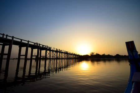 Sunset at U Bein Bridge The Longest Teak Bridge in the World Myanmar