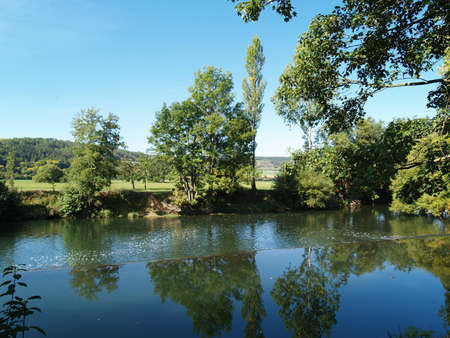 Riverscape at the Tauberの写真素材