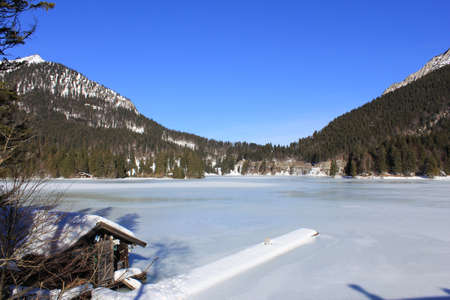 Frozen Spitzingsee in winter timeの写真素材
