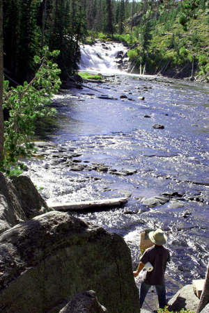 Painting a Picture of a Waterfallの写真素材