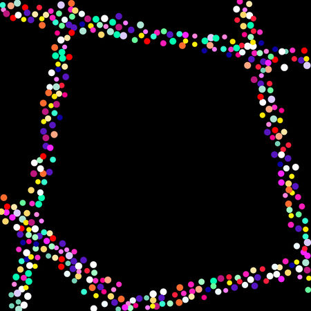 Bright festive set background with confetti of geometric elements in a Memphis style. Colored postcard.のイラスト素材