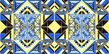Seamless geometric African pattern. Ethnic ornament on the carpet. Aztec style. Tribal ethnic vector texture. Embroidery on fabric. Indian, Mexican, folk pattern. Quilting, patchwork, jacquard.のイラスト素材