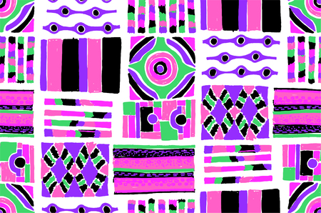 Seamless geometric pattern in Aztec style. Tribal ethnic vector texture. African drawing markers. Figure tribal embroidery. Indian, Mexican, folk pattern.のイラスト素材