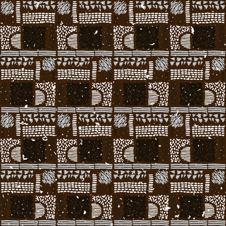 Seamless African pattern. Ethnic ornament on the carpet. Aztec style. Figure tribal embroidery. Indian, Mexican, folk pattern.のイラスト素材
