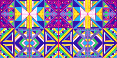 A Seamless geometric African pattern. Ethnic ornament on the carpet. Aztec style. Tribal ethnic vector texture. Embroidery on fabric. Indian%2C Mexican%2C folk pattern. Quilting%2C patchwork%2C jacquard.のイラスト素材