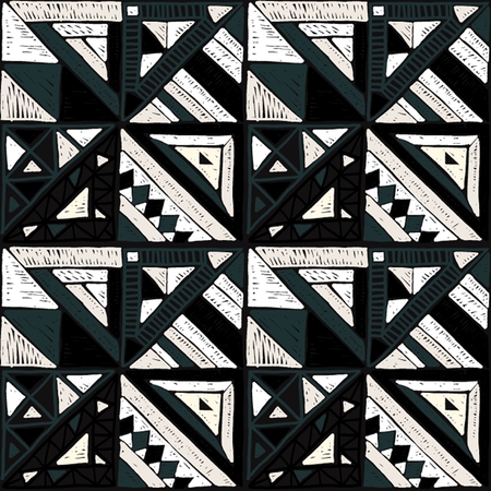 Seamless geometric African pattern. Ethnic ornament on the carpet. Aztec style. Tribal ethnic vector texture. Embroidery on fabric.のイラスト素材