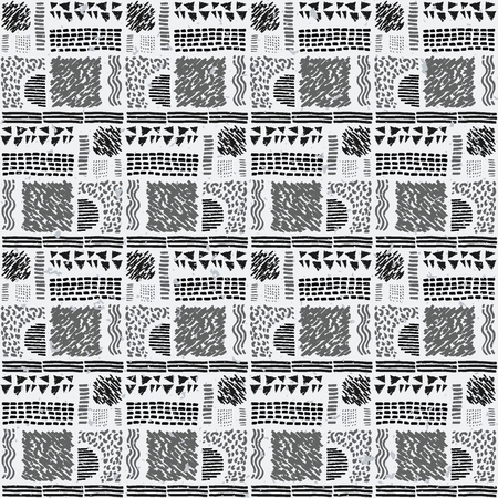 Seamless African pattern. Ethnic ornament on the carpet. Aztec style. Figure tribal embroidery. Indian, Mexican, folk pattern.のイラスト素材