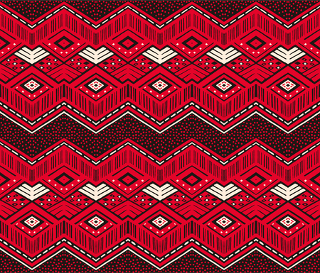 Ikat geometric folklore ornament. Tribal ethnic vector texture. Seamless striped pattern in Aztec style. Figure tribal embroidery. Indian, Scandinavian, Gypsy, Mexican, folk pattern.のイラスト素材