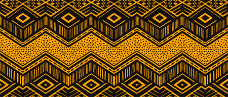 Ikat geometric folklore ornament. Tribal ethnic vector texture. Seamless striped pattern in Aztec style. Figure tribal embroidery. Indian, Scandinavian, Gypsy, Mexican, folk pattern.のイラスト素材