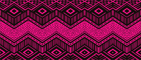 Ikat geometric folklore ornament. Tribal ethnic vector texture. Seamless striped  pattern in Aztec style. Figure tribal  embroidery. Indian, Scandinavian, Gypsy, Mexican, folk pattern.のイラスト素材