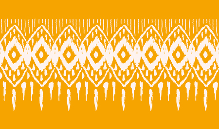 Ikat seamless pattern. Vector tie dye  shibori print with stripes and chevron. Ink textured japanese background.  Ethnic fabric vector. Bohemian fashion. Endless watercolor texture. African rug.のイラスト素材