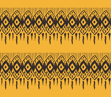 Ikat seamless pattern. Vector tie dye  shibori print with stripes and chevron. Ink textured japanese background.  Ethnic fabric vector. Bohemian fashion. Endless watercolor texture. African rug.のイラスト素材