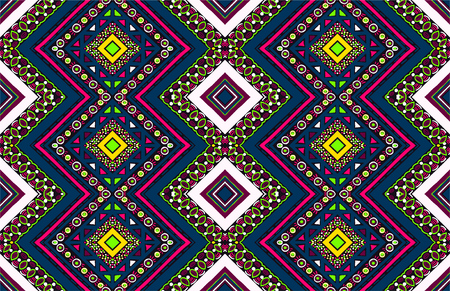 Geometric folklore ornament. Tribal ethnic vector texture. Seamless striped  pattern in Aztec style. Figure tribal  embroidery. Indian, Scandinavian, Slavic, Mexican, folk pattern.のイラスト素材