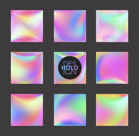 Set of Holographic Vector Background. Iridescent Foil.のイラスト素材