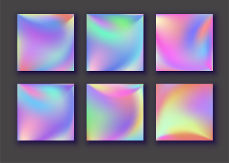 Holographic Vector Background. Iridescent Foil. Glitch Hologram. Pastel neon rainbow. Ultraviolet metallic paper. Template for presentation. Cover to web design.  Abstract colorful gradient.のイラスト素材