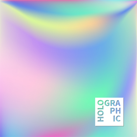 Holographic Vector Background. Iridescent Foil. Glitch Hologram. Pastel neon rainbow. Ultraviolet metallic paper. Template for presentation. Cover to web design.  Abstract colorful gradient.のイラスト素材
