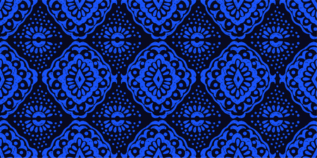 Ikat seamless pattern. Vector tie dye  shibori print with stripes and chevron. Ink textured japanese background.  Ethnic fabric vector. Bohemian fashion. Endless watercolor texture. African rug.のイラスト素材