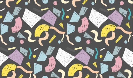 Geometric Memphis seamless pattern in retro styleのイラスト素材