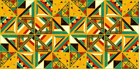 Seamless geometric African pattern. Ethnic ornament on the carpet. Aztec style. Tribal ethnic vector texture. Embroidery on fabric. Indian, Mexican, folk pattern. Quilting, patchwork, jacquard.のイラスト素材