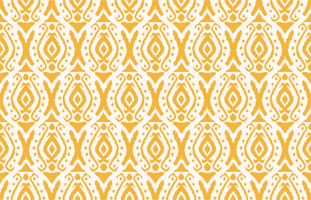 Ikat seamless pattern. Vector tie dye shibori print with stripes and chevron. Ink textured japanese background. Ethnic fabric vector. Bohemian fashion. Endless watercolor texture. African rug.のイラスト素材