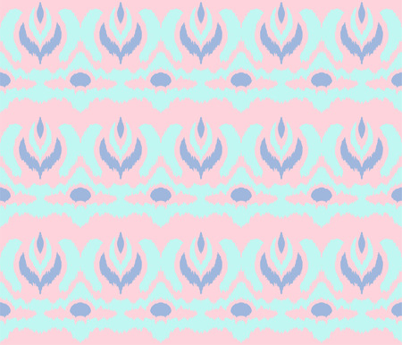 Ikat seamless border print vector tie dye shibori pattern with stripes and chevron. Ink textured Japanese background. Ethnic fabric vector bohemian fashion, endless watercolor texture, African rug.のイラスト素材