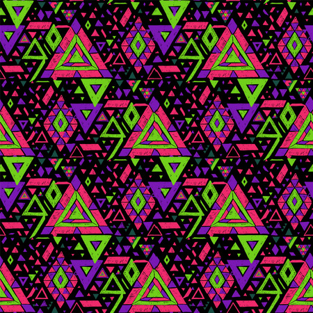 Geometric folklore hipster ornament with a triangle. Tribal ethnic vector embroidered texture. Seamless pattern in Aztec style. Japanese fabric.のイラスト素材