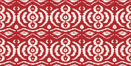 Ikat seamless pattern. Vector tie dye shibori print with stripes and chevron. Ink textured japanese background. Ethnic fabric vector. Bohemian fashion. Endless watercolor texture. African rug.のイラスト素材