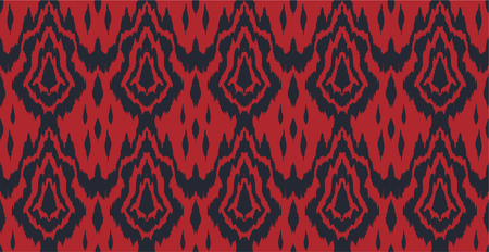 Ikat seamless pattern. Vector tie dye shibori print with stripes and chevron. Ink textured japanese background. Ethnic fabric vector. Bohemian fashion. Endless watercolor texture. African rug.のイラスト素材