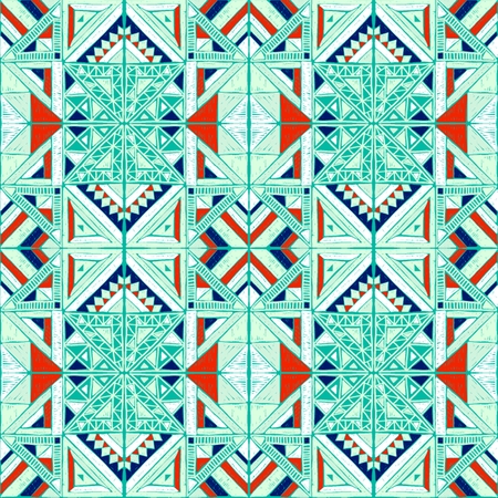 Seamless geometric African pattern. Ethnic ornament on the carpet. Aztec style. Tribal ethnic vector texture. Embroidery on fabric. Indian, Mexican, folk pattern. Quilting, patchwork, jacquard.のイラスト素材