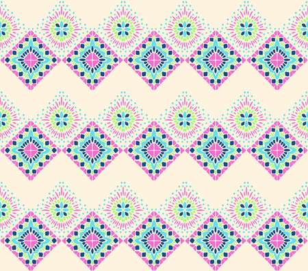 Ikat geometric folklore ornament. Tribal ethnic vector texture. Seamless striped pattern in Aztec style. Figure tribal embroidery. Indian, Scandinavian, Gypsy, Mexican, folk pattern.のイラスト素材