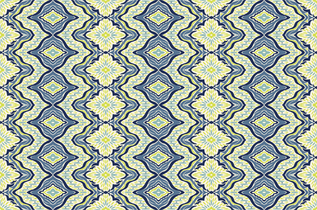 Ikat seamless pattern. Vector tie dye shibori print with stripes and chevron. Ink textured japanese...