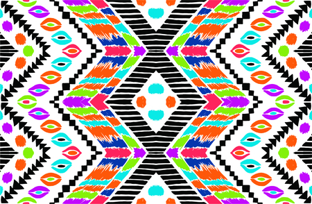 Tribal vector ornament. Seamless African pattern. Ethnic carpet with chevrons. Aztec style. Geometric mosaic on the tile, majolica. Ancient interior. Modern rug. Geo print on textile. Vintage fabric.のイラスト素材