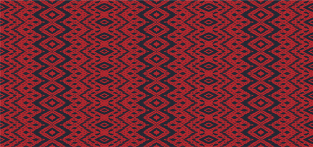 Ikat seamless pattern. Vector tie dye shibori print with stripes and chevron. Ink textured japanese background. Ethnic fabric vector. Bohemian fashion. Endless watercolor texture. African rug.のイラスト素材