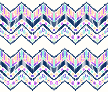 Tribal vector ornament. Seamless African pattern. Ethnic carpet with chevrons. Aztec style. Geometric mosaic on the tile, majolica. Ancient interior. Modern rug. Geo print on textile. Vintage fabric.のイラスト素材