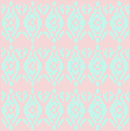 Ikat seamless pattern. Vector tie dye shibori print with stripes and chevron. Ink textured japanese background. Ethnic fabric vector. Bohemian fashion. Endless watercolor texture. African rug.のイラスト素材