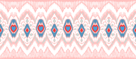 Ikat geometric folklore ornament. Tribal ethnic vector texture. Seamless striped pattern in Aztec style. Figure tribal embroidery. Indian, Scandinavian, Gypsy, Mexican, folk pattern.のイラスト素材