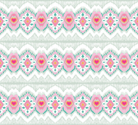 Ikat geometric folklore ornament. Tribal ethnic vector texture. Seamless striped pattern in Aztec style. Figure tribal embroidery. Indian, Scandinavian, Gypsy, Mexican, folk pattern.のイラスト素材