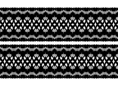 Ikat seamless pattern. Vector tie dye shibori print with stripes and chevron. Ink textured japanese background. Ethnic fabric vector. Bohemian fashion. Endless watercolor texture. African rug.のイラスト素材