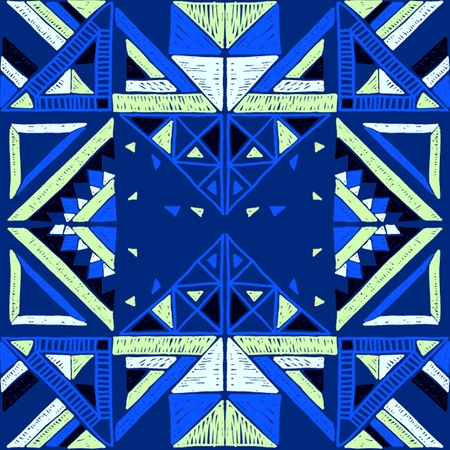 Seamless geometric African pattern. Ethnic ornament on the carpet. Aztec style. Tribal ethnic vector texture. Embroidery on fabric. Indian, Mexican, folk pattern. Quilting, patchwork, jacquard.のイラスト素材