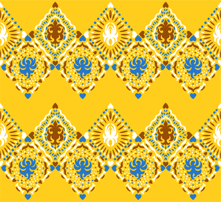 Ikat seamless pattern. Vector tie dye shibori print with stripes and chevron. Ink textured japanese background. Ethnic fabric vector. Bohemian fashion. Endless  texture. African rug.のイラスト素材