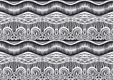 Tribal vector ornament. Seamless African pattern. Ethnic carpet with chevrons and strips. Aztec style. Geometric striped pattern. Ancient interior. Modern rug. Geo print on textile. Vintage fabric.のイラスト素材