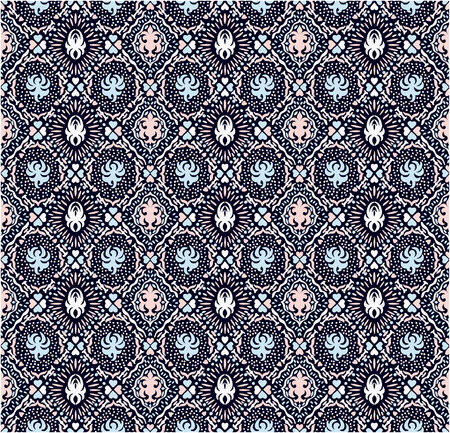 Ikat seamless pattern. Vector tie dye shibori print with stripes and chevron. Ink textured japanese background. Ethnic fabric vector. Bohemian fashion. Endless watercolor texture. African rug.のイラスト素材