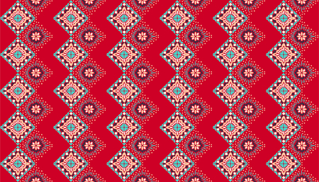 Ikat geometric folklore ornament. Tribal ethnic vector texture. Seamless striped pattern in Aztec style. Figure tribal embroidery. Indian, Scandinavian, Gypsy, Mexican, folk pattern.のイラスト素材