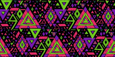 Geometric folklore hipster ornament with a triangle. Tribal ethnic vector embroidered texture....