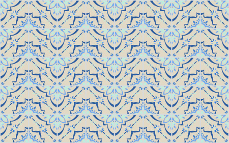 Talavera pattern.  Azulejos portugal. Turkish ornament. Moroccan tile mosaic. Spanish porcelain. Ceramic tableware, folk print. Spanish pottery. Ethnic background. Mediterranean seamless  wallpaper.のイラスト素材
