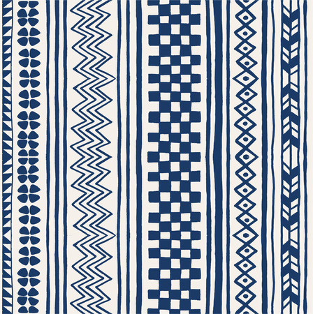 Tribal vector ornament. Seamless African pattern. Ethnic carpet with chevrons and strips. Aztec style. Geometric striped pattern. Ancient interior. Modern rug. Geo print on textile. Vintage fabric.のイラスト素材