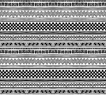 Tribal vector ornament. Seamless African pattern. Ethnic carpet with chevrons and strips. Aztec style. Geometric striped pattern. Ancient interior. Modern rug. Geo print on textile. Vintage fabric.のイラスト素材