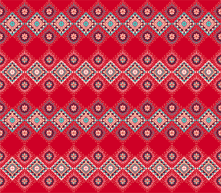 Ikat geometric folklore ornament. Tribal ethnic vector texture. Seamless striped pattern in Aztec...