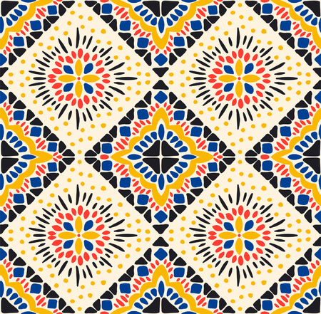 Ikat geometric folklore ornament. Tribal ethnic vector texture. Seamless striped pattern in Aztec style. Figure tribal embroidery. Indian, Scandinavian, Gypsy, Mexican, folk pattern.のイラスト素材