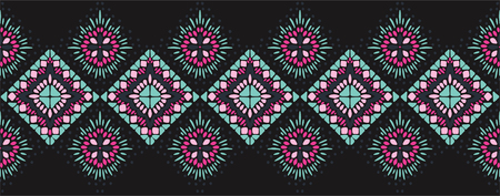 Ikat geometric folklore ornament. Tribal ethnic vector texture. Seamless striped pattern in Aztec...
